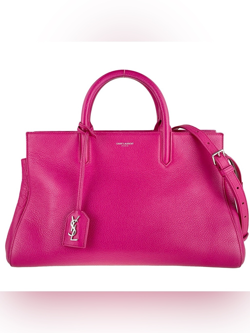YSL Cabas Rive Gauche Leather Suede Pink 2way Handbag